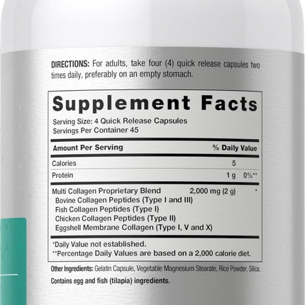 Horbäach Multi Collagen Protein 2000 mg | 180 Caps | Keto & Paleo