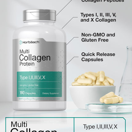 Horbäach Multi Collagen Protein 2000 mg | 180 Caps | Keto & Paleo