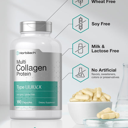 Horbäach Multi Collagen Protein 2000 mg | 180 Caps | Keto & Paleo