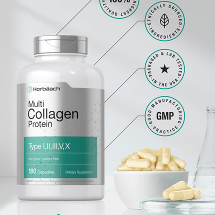 Horbäach Multi Collagen Protein 2000 mg | 180 Caps | Keto & Paleo