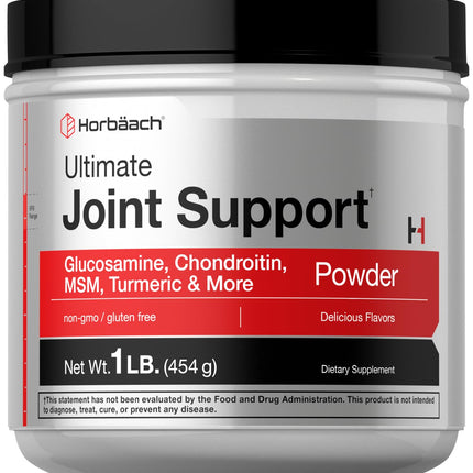 Horbäach Ultimate Joint Support Powder 1 lb – Glucosamine, Chondroitin, MSM & Turmeric | Non-GMO, Gluten Free
