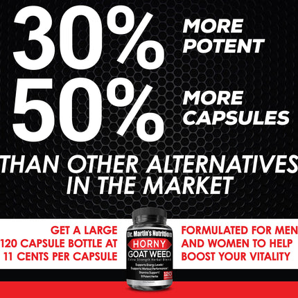 DR. MARTIN'S NUTRITION Super Strength Horny Goat Weed 1590mg – 240 Capsules (Pack of 2)
