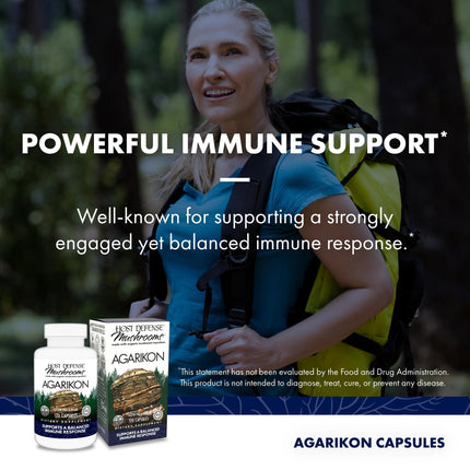 Host Defense Agarikon Capsules – Immune Support Mushroom Supplement – 120 Capsules