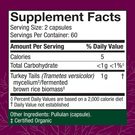 Host Defense Turkey Tail Capsules – Digestive Health & Immune Support