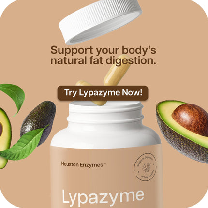 Houston Enzymes – Lypazyme Lipase Digestive Enzymes for Women and Men –120 Capsules – 3 Enzyme Blend for Complete Breakdown of Triglyceride Fats, Enzyme for Digestion of High-Fat Meals & Fish Oil