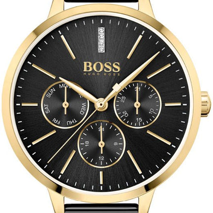 Hugo Boss Women's 1502601 Symphony Gold-Tone and Black Mesh Bracelet Watch