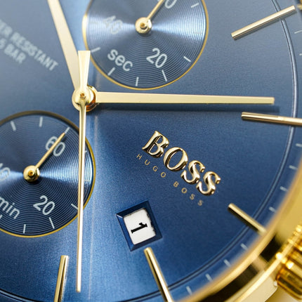 Hugo Boss Men's Watch Associate Yellow Gold Blue HB1513841