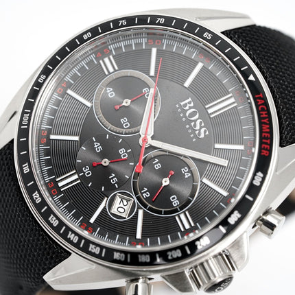 Hugo Boss Men's Watch Chronograph Black Driver Fabric Leather HB1513087
