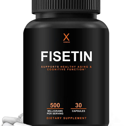 HUMANX Fisetin 500mg – 98% Pure Fisetin Supplement | Senolytic Activator | USA Made Non-GMO Capsules