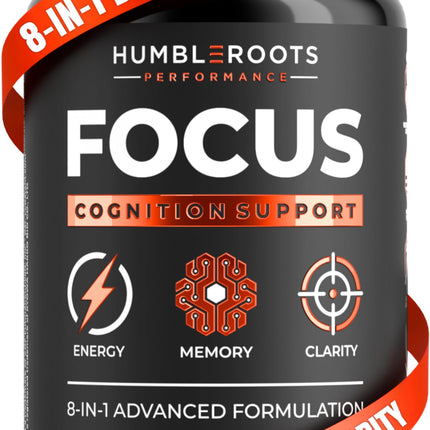 FOCUS by HUMBLEROOTS PERFORMANCE – Advanced Nootropic Brain Support (Lion’s Mane, Caffeine, L-Theanine) 90 Capsules
