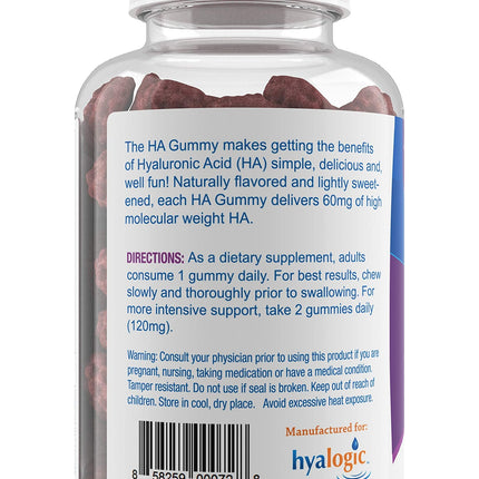 Hyalogic Hyaluronic Acid Gummies – Mixed Berry | Gluten-Free HA for Joints, Skin & Eyes