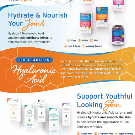 Hyalogic Hyaluronic Acid Gummies – Mixed Berry | Gluten-Free HA for Joints, Skin & Eyes