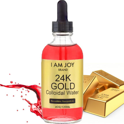 I Am Joy Colloidal Gold 24K - 99.99% Pure, 100ppm Ruby Red (4oz Glass Bottle)