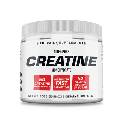I-Prevail Supplements 100% Pure Creatine Monohydrate Powder Micronized – No Fillers – No Sodium – No Sugar | 5 Grams per Serving | 300 Grams – 60 Servings