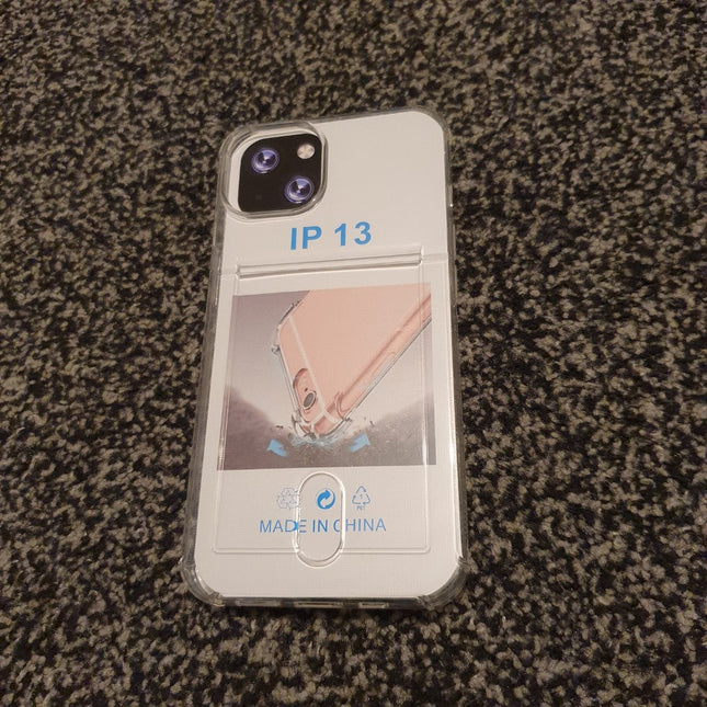 Soft TPU Clear Case With Card Slot - For iPhone 13