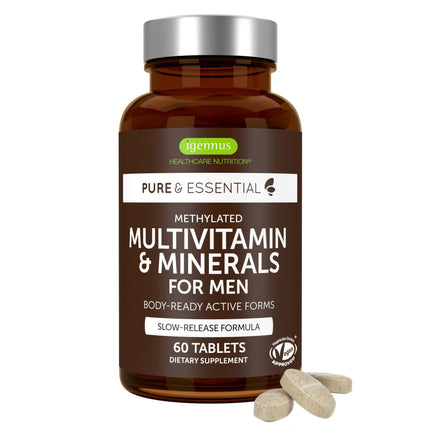 Igennus Methylated Men's Multivitamin – 60 Tablets | 22 Active Nutrients | Methylfolate & Methylcobalamin | Non-GMO & Halal