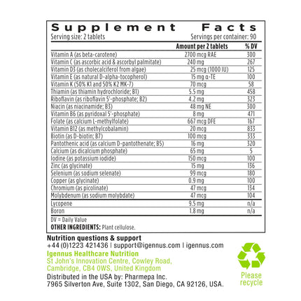 Igennus Methylated Men's Multivitamin – 22 Actives, All-Day Support, Non-GMO & Halal