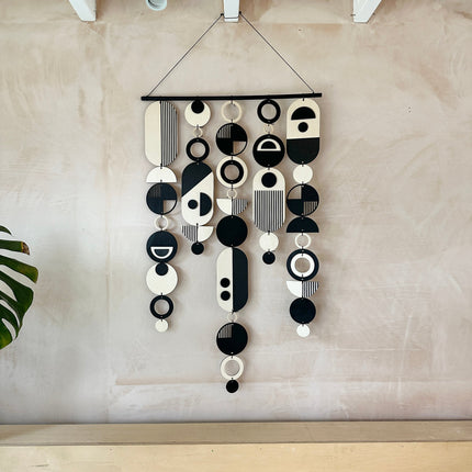 Handmade Modern Monochrome Wooden Wall Art - Home Decor Tapestry