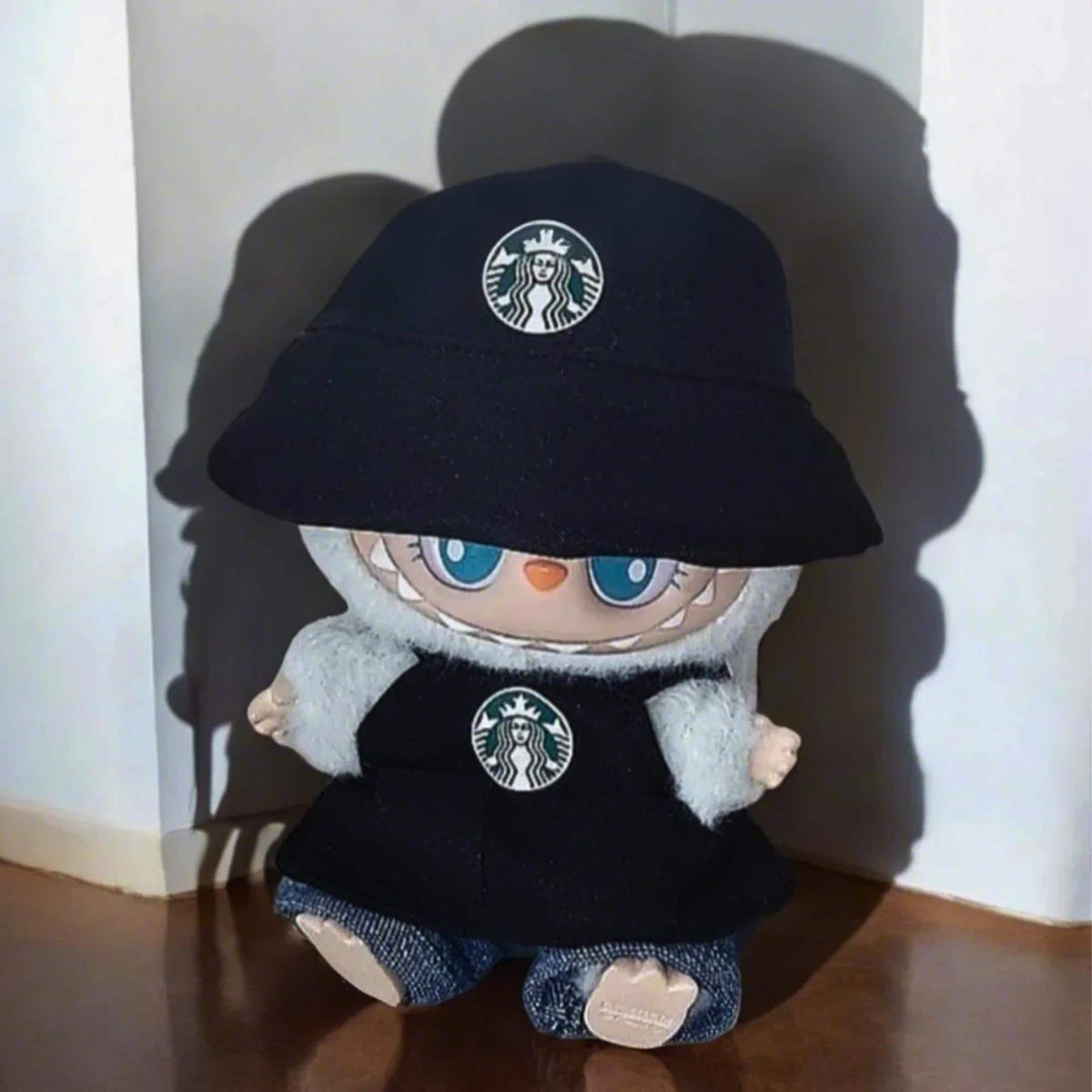 Labubu handmade doll starbucks clothes Doll outfit Labubu have a seat 17 cm Labubu  Doll accessories Popmart Birthday gift