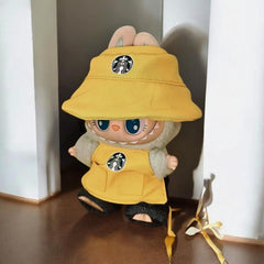 Labubu handmade doll starbucks clothes Doll outfit Labubu have a seat 17 cm Labubu  Doll accessories Popmart Birthday gift