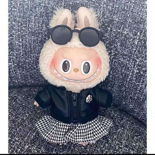 Custom Labubu Doll Outfit: Colorful Patterned Sweater, Scarf and Hat Set