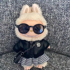 Custom Labubu Doll Outfit: Colorful Patterned Sweater, Scarf and Hat Set