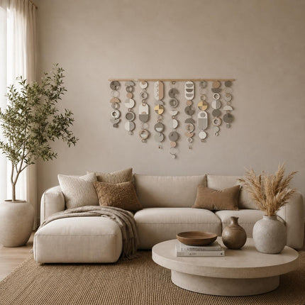 Large Mid Century Modern Wall Art – Handmade Burnt Orange and Olive Wall Hanging - Other Colours Available