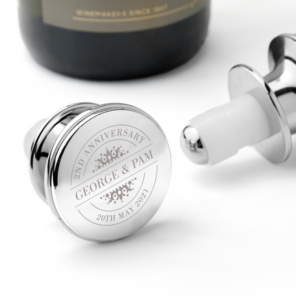 Personalised Silver Happy Anniversary Bottle Stopper