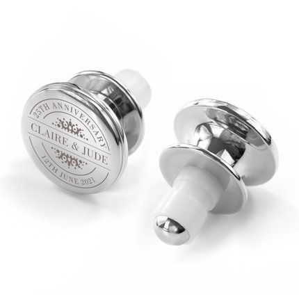 Personalised Silver Happy Anniversary Bottle Stopper