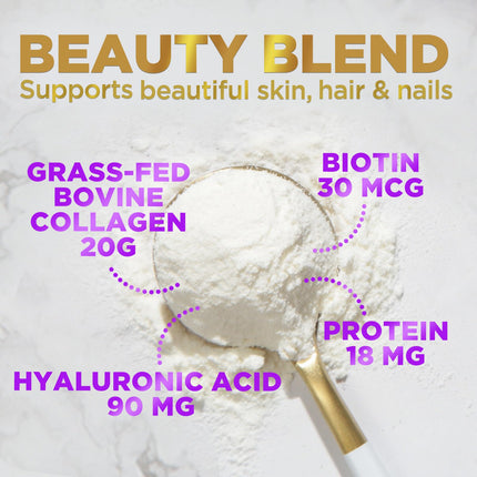 Collagen Peptides Powder 20g Unflavored – Grass-Fed Type I & III, Hyaluronic Acid & Biotin | 28 Servings