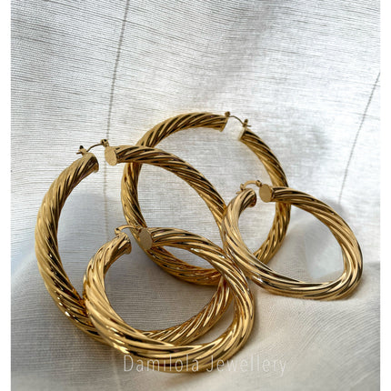 ‘Maya’ Big Gold Chunky Twisted Hoops - Gold/Silver