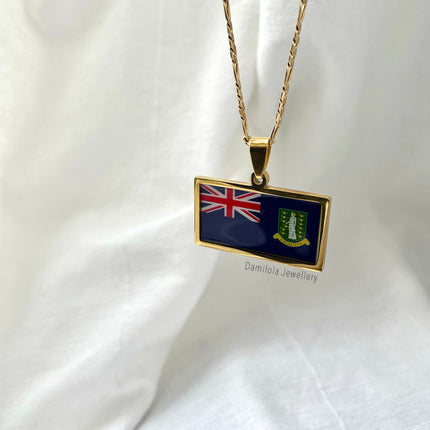 British Virgin Islands Flag Necklace 🇻🇬 gold