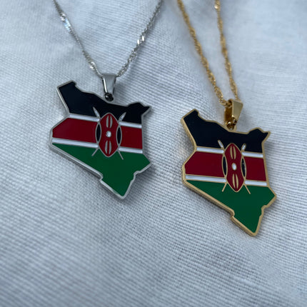 Kenya Flag Map Necklace