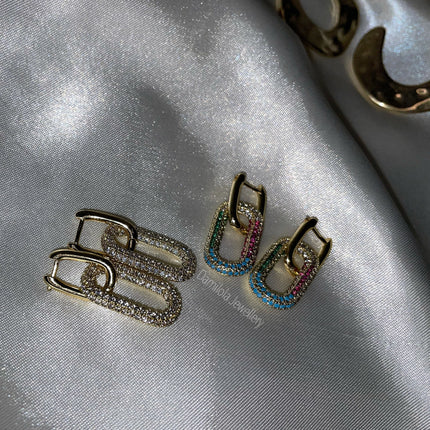 ‘Cleopatra’ 2 in 1 Minimalist Cubic Zirconia Dangly Earrings