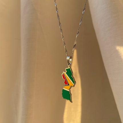 Guyana Flag Necklace🇬🇾 - Engraved/Colour