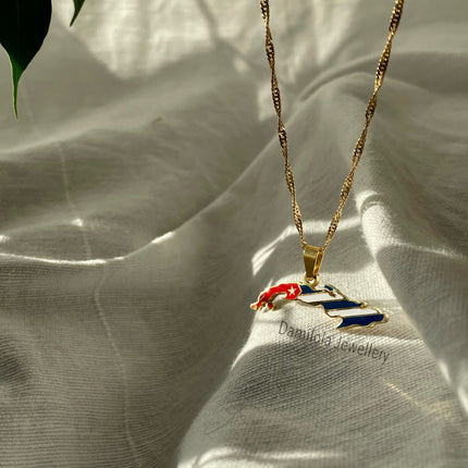 Cuba Flag Map Necklace