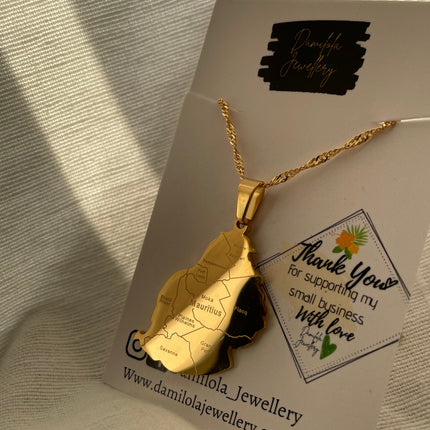 Mauritius Flag Map Necklace - 2 Styles gold-silver
