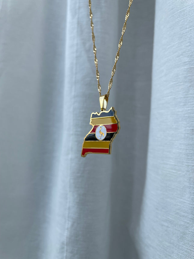 Uganda Flag Map Necklace 🇺🇬