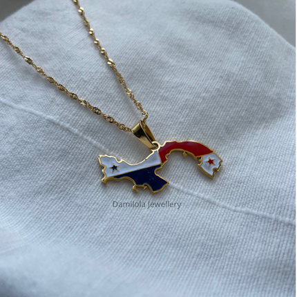 Panama Flag Map Necklace🇵🇦