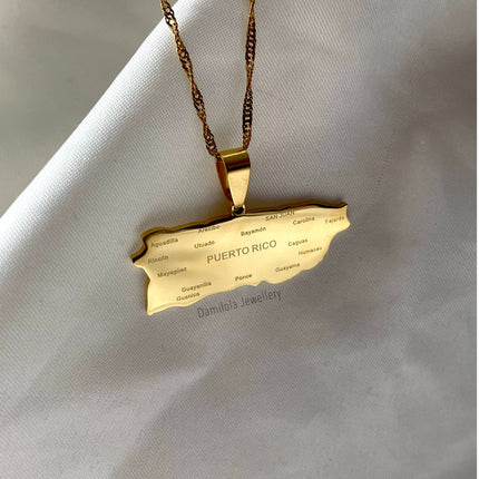 Puerto Rico Flag Necklace 🇵🇷 (3 Styles) gold - silver
