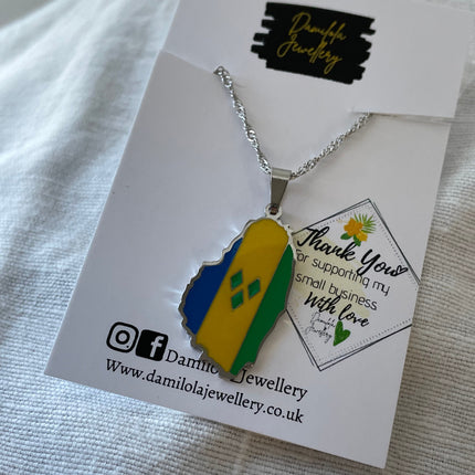 St Vincent Flag Necklace - Gold/Silver - “Peace and Justice”
