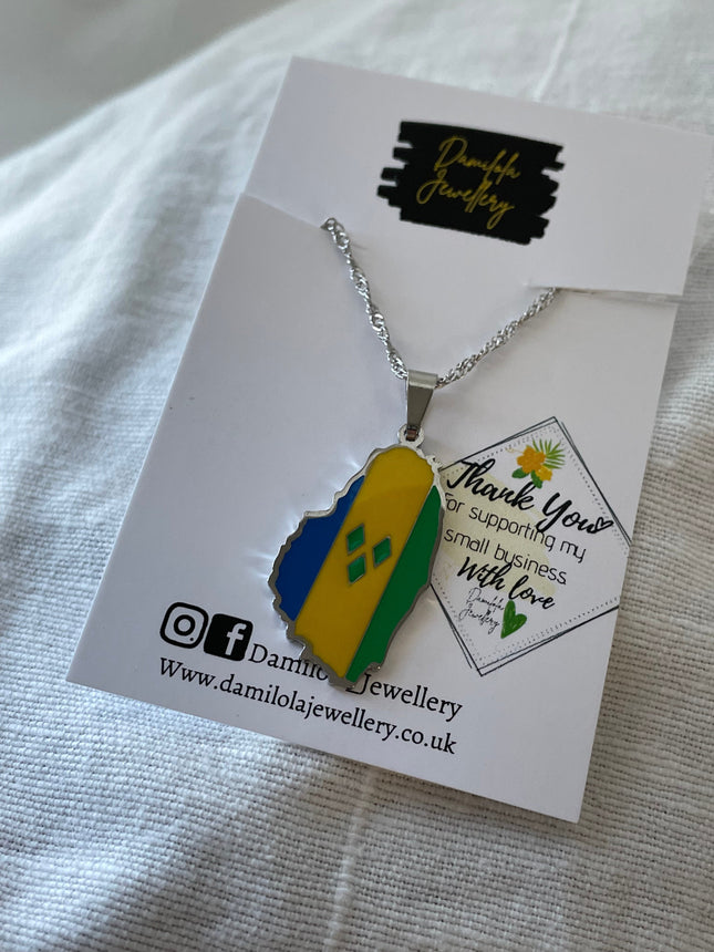 St Vincent Flag Necklace - Gold/Silver - “Peace and Justice”