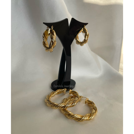 ‘Halle’ Gold/Silver Twisted Hoops - 3/5/6.5cm