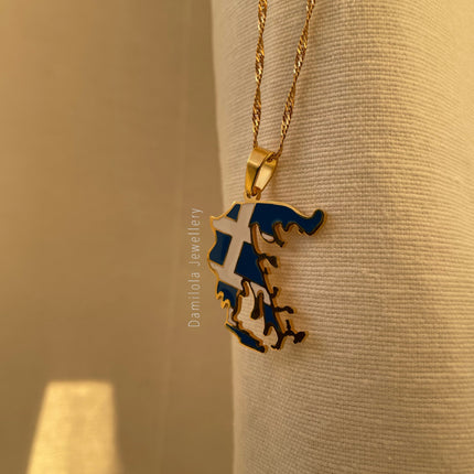 Greece Flag Necklace 🇬🇷 gold