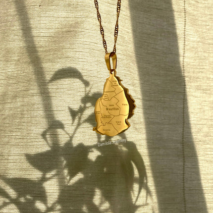 Mauritius Flag Map Necklace - 2 Styles gold-silver