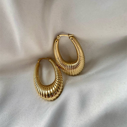 Gold Oval Hoop Earrings - ‘Mariama’
