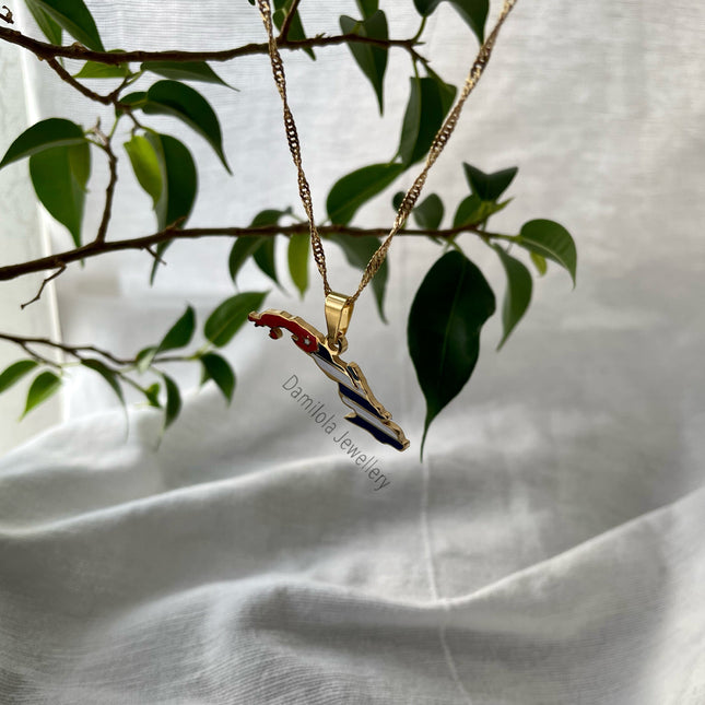 Cuba Flag Map Necklace