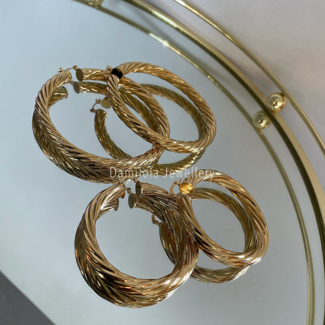 ‘Maya’ Big Gold Chunky Twisted Hoops - Gold/Silver