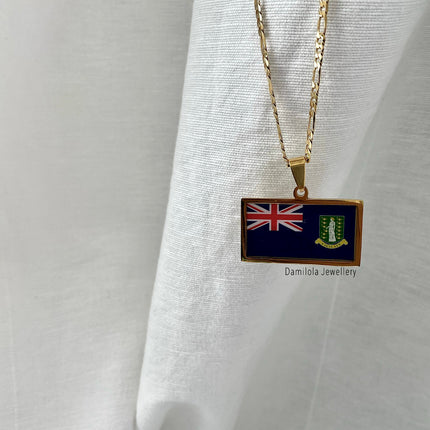 British Virgin Islands Flag Necklace 🇻🇬 gold