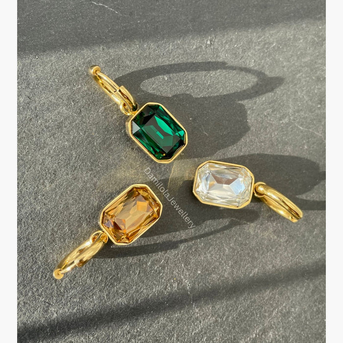 ‘Jayda’ Cubic Zirconia Drop Earrings - Clear/Green/Brown